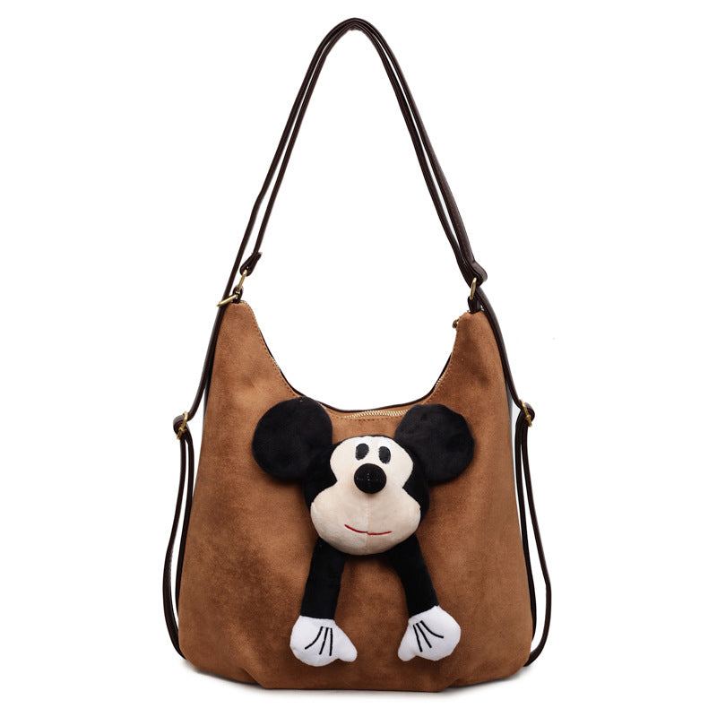Leopard print large capacity bag for women, 2025 new arrival, trendy commuter shoulder & crossbody bag, casual retro multi-use backpack