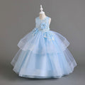 Export long skirt kids dress pearl flower wedding dress princess dress female flower girl birthday dress girl dress