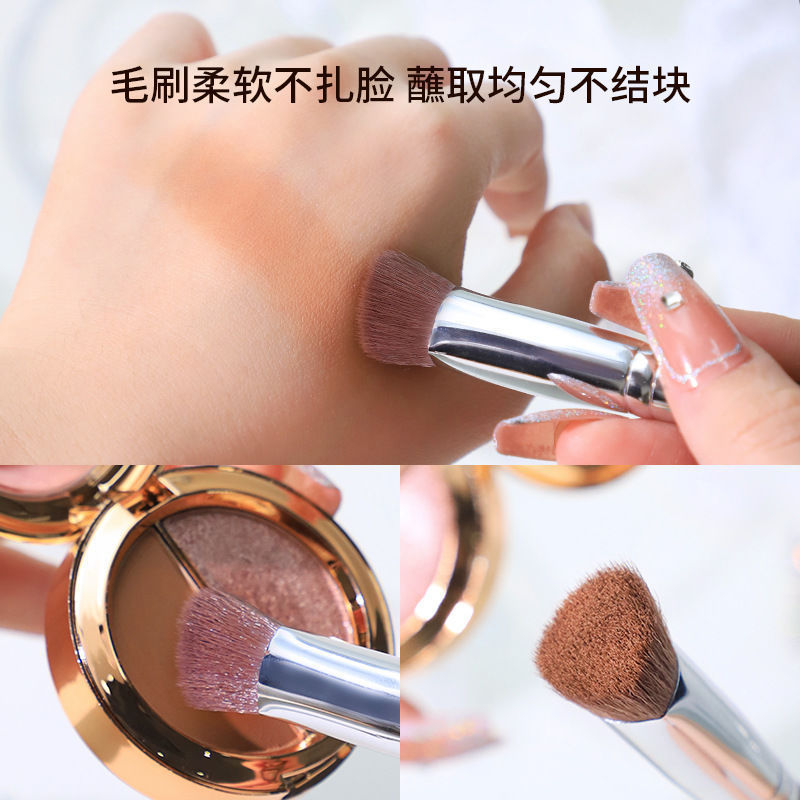New triangular highlighter brush - perfect for brightening tear troughs, cheekbones, and reducing nasolabial folds. provides seamless coverage, no brush streaks, and excellent powder pickup for flawless makeup application