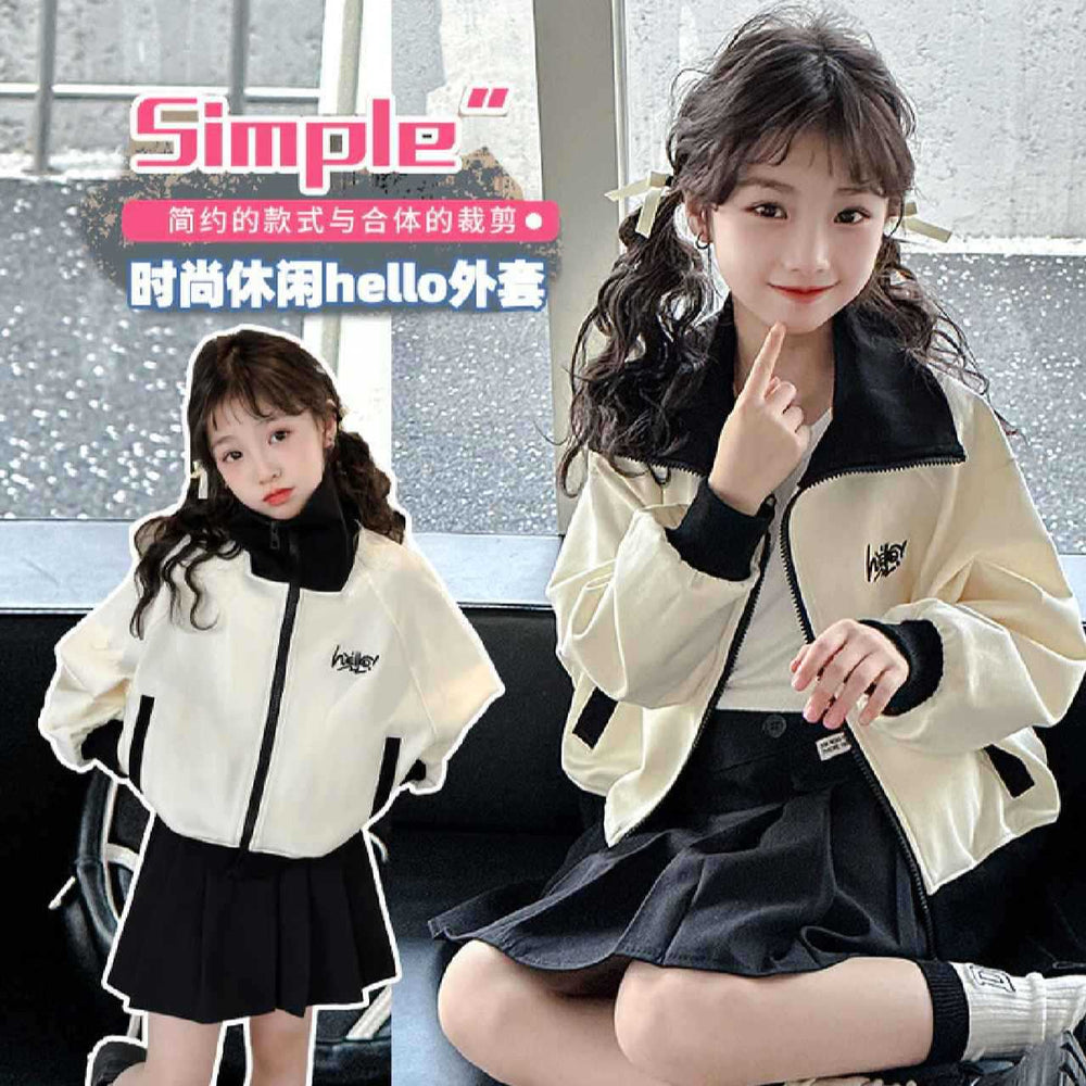 Girls' spring activewear: new fashionable casual outerwear for kids, korean style zip-up jacket for toddlers and young children