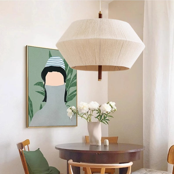 Medieval solid wood bedroom woven chandelier Japanese-style wabi-sabi cotton thread B & B living room lamp retro hemp rope restaurant lamp
