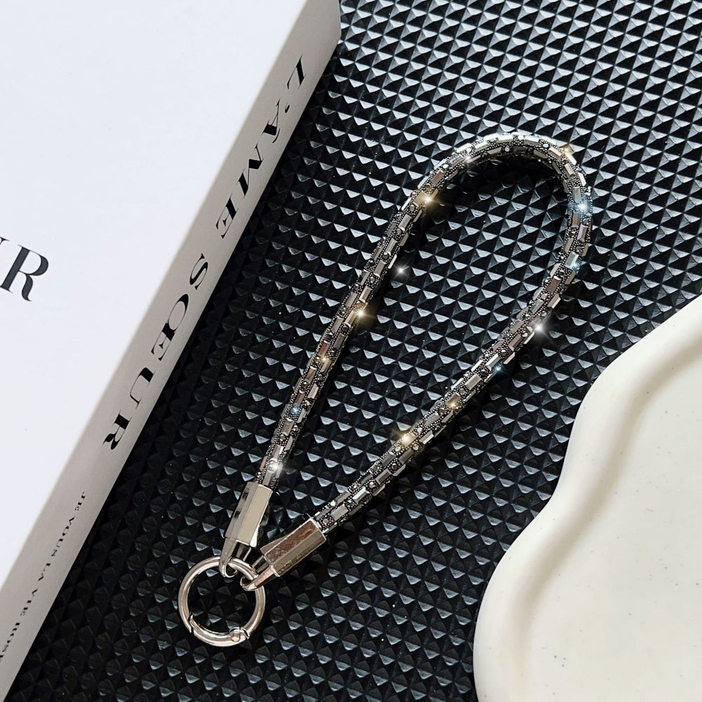 New classy sense of luxury square crystal mobile phone lanyard satchel style anti-lost anti-fall fashion bracelet wrist short rope