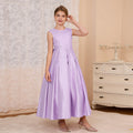 Custom-made girls' formal dresses for export: v-neck, bow accent, long princess dress for mid-to-large children, european and american style satin skirt