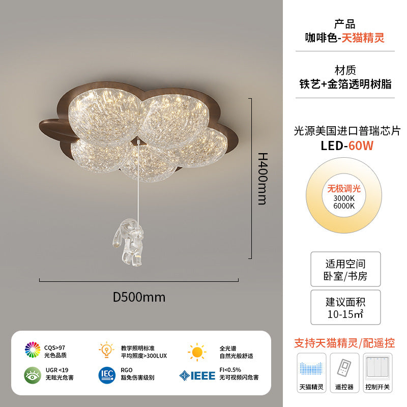 Light luxury flower bedroom light 2024 new post-modern all-copper master bedroom room lighting creative rabbit children's room