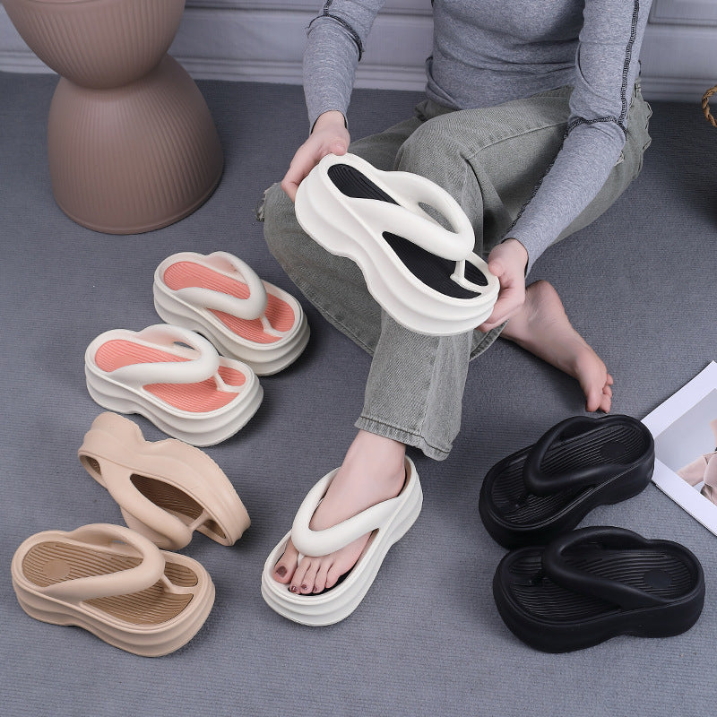 New eva platform flip-flops for women - summer outdoor wear, beach-friendly, fashionable, non-slip, soft sole sandals