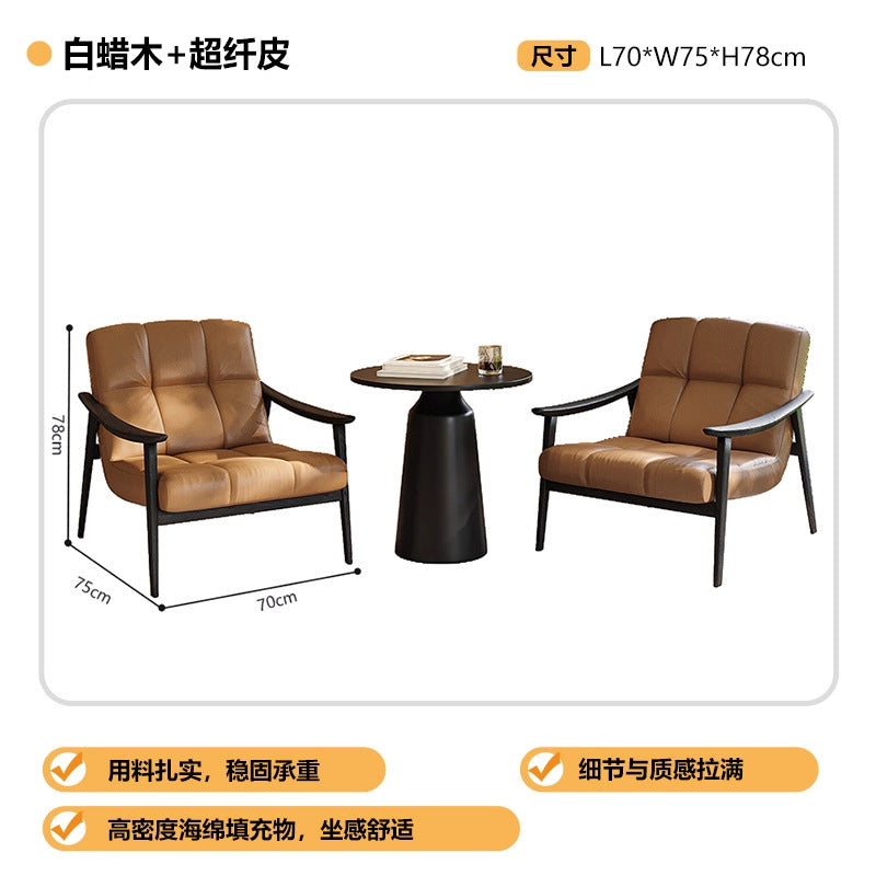 Italian normcore designer single chair finn ash wood living room balcony negotiation leather single sofa casual chair