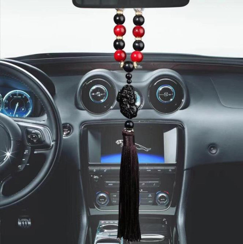 Car pendant car pixiu gear hanging transfer beads imitation obsidian car pendant rearview mirror decoration supplies