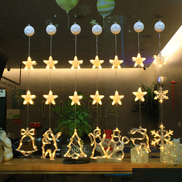 LED decorative light Christmas suction cup light creative light string curtain light tree elk bell combination decorative light string