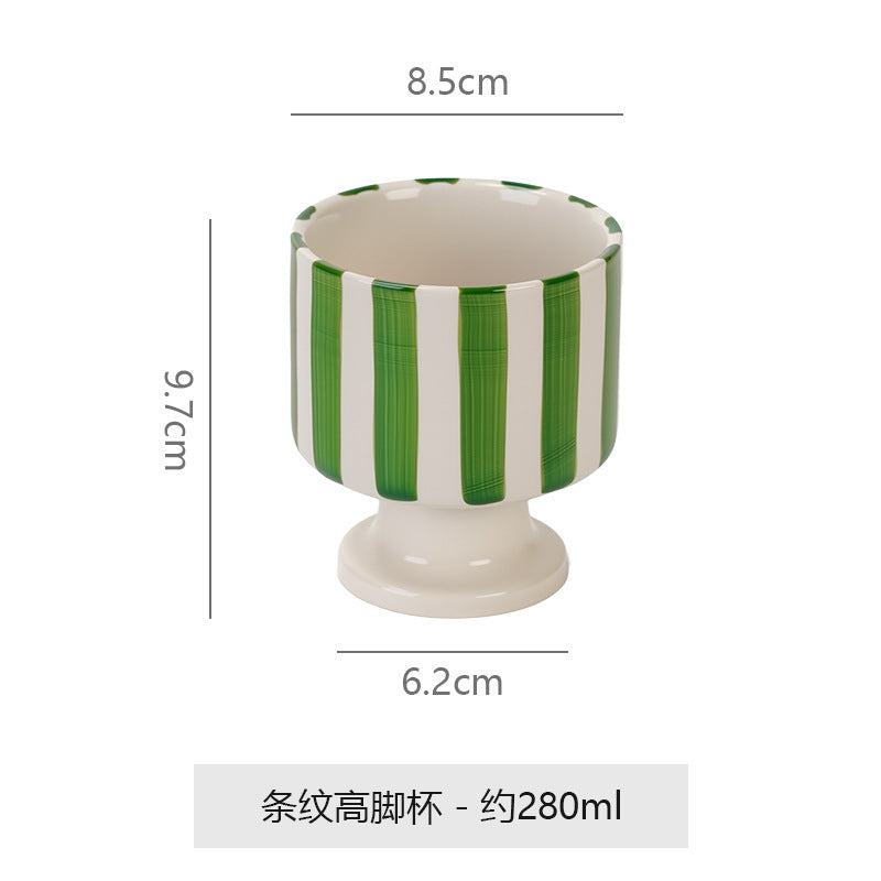 Stylishniche style ceramic goblet casual hand-painted stripescute coffee milk drinking cup photo prop cup