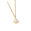 [copper inlaid with zirconium] temperament cat's eye design fan-shaped skirt titanium steel necklace for women, versatile and high-end clavicle chain