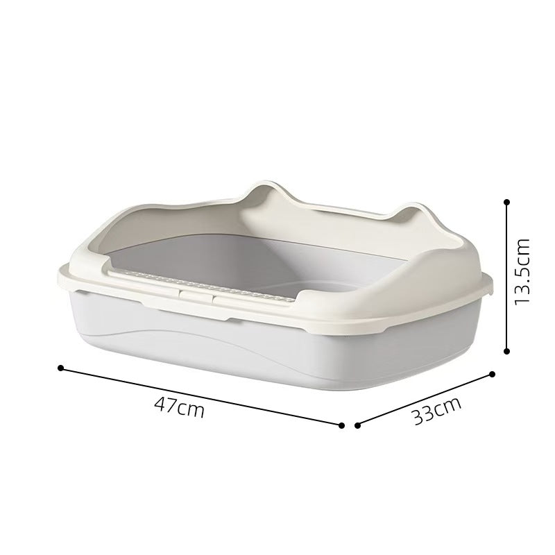 Extra-large, semi-enclosed cat litter box - prevents tracking, extra small size for kittens, complete cat supplies