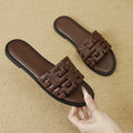 Summer women's fashion sandals - versatile slip-ons, flat heel, round toe, perfect for outdoor wear