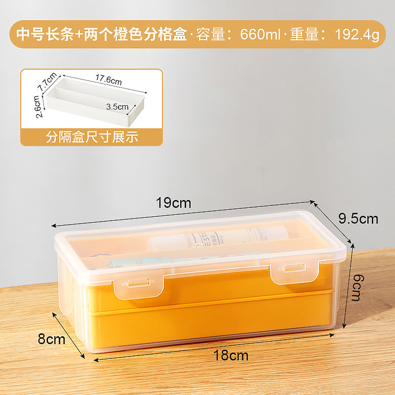 Multifunctional desk storage box Transparent desktop marker Stationery storage box Pencil plastic storage box with lid