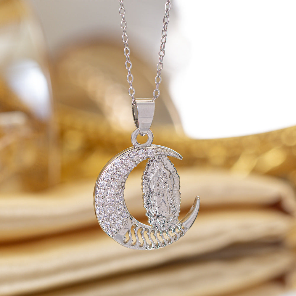 [titanium steel] cross-border popular copper micro-embedded necklace for women, stainless steel gold-plated electroplated high-end exquisite clavicle chain jewelry