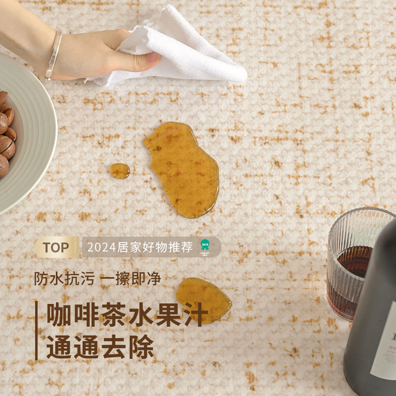 Distributed carpet living room classy sense  new style stain-resistant, wash-free, wipeable cream style pure color waterproof maintenance-free floor