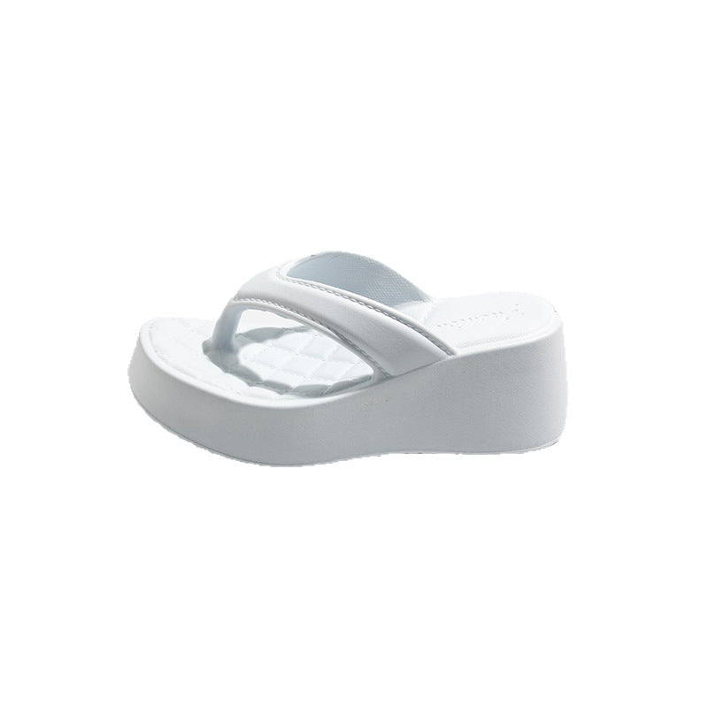 2026 new fashion diamond-shaped height-increasing flip-flops for women, eva non-slip thick-soled trendy beach thong sandals