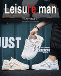 Men's winter breathable white mesh sneakers - trendy, versatile, casual athletic shoes