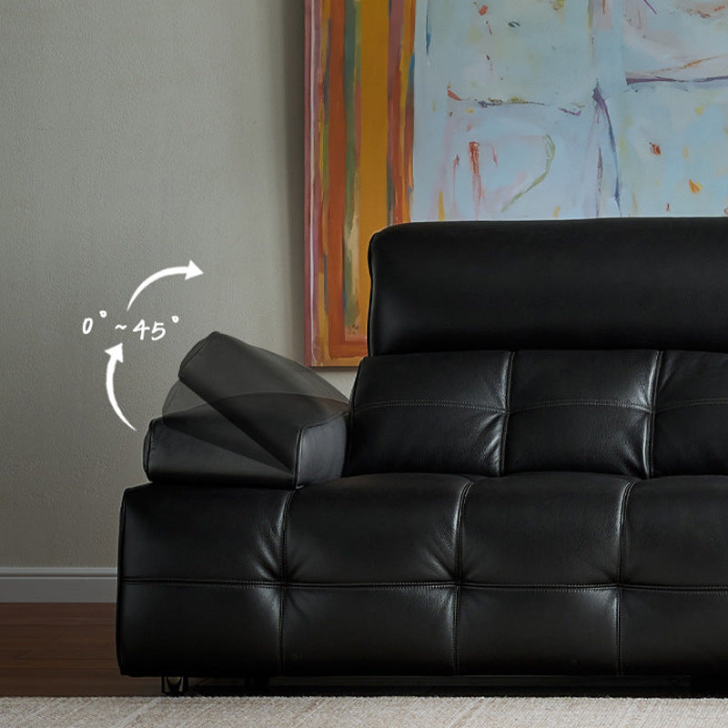 Italian laurence sofa foshan furniture high back genuine leather sofa classy black living room straight row high-end sofa