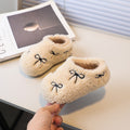 Girls' fleece-lined lambswool outdoor warm cotton shoes,  new korean style, cute fuzzy slippers, loafers