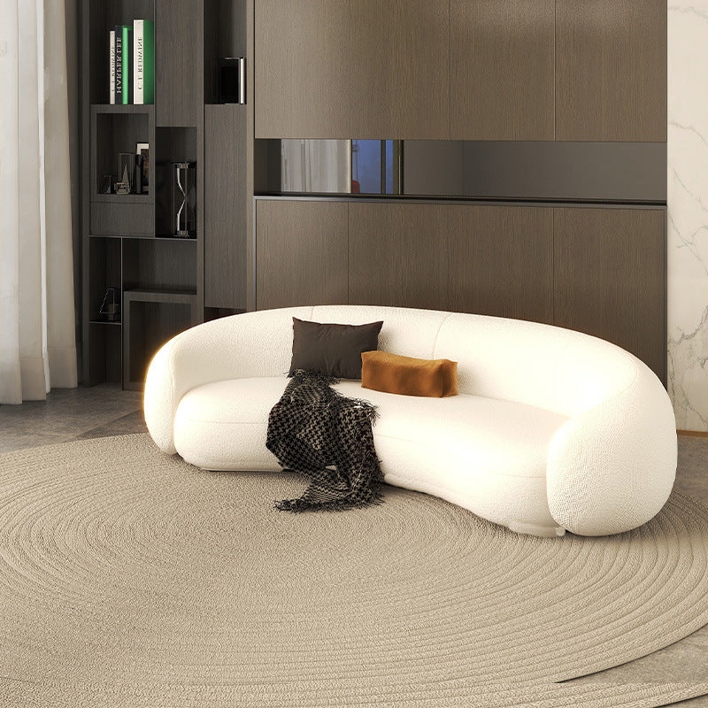Beauty salon sofa, warm teddy velvet fabric, b&b, small apartment, creative arc-shaped clothing store, popular sofa