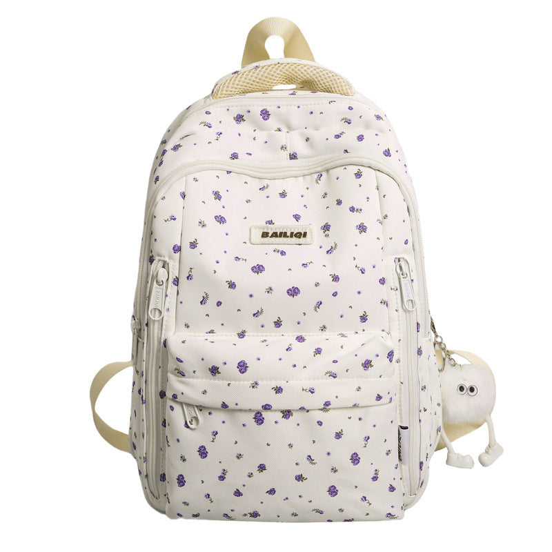 2025 new spring outing: stylish & chic solid color/floral casual student backpack - fresh & feminine everyday bag