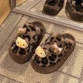 Cute cat fuzzy slippers for women, autumn/winter outdoor wear, 2025 new thick-soled closed-toe half slippers, height-increasing, fleece-lined cotton slippers