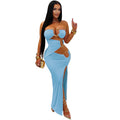 C7760 cross-border    new women's sexy tube top nightclub party hip cover dress