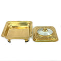 Stainless steel gold four-plate warming tray with printed combination lid - buffet warming cabinet for home, hotel, and restaurant use - wholesale from manufacturer