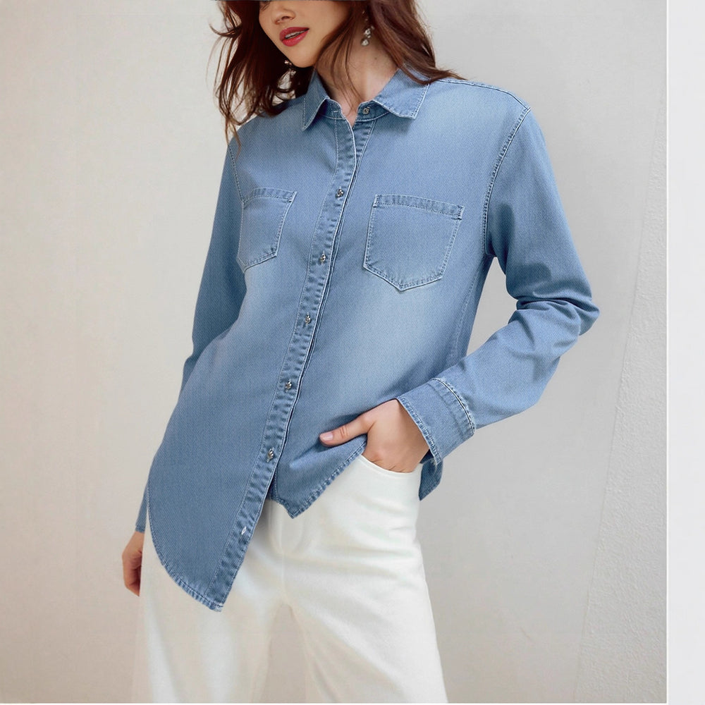 306 in stock yt268 cross-border fashionable casual loose single-breasted denim shirt jacket for  us & europe