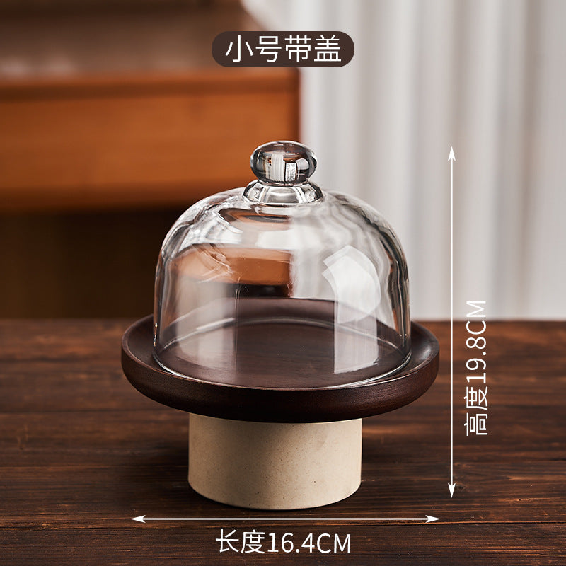 Acacia wood retro high-footed tray medieval style jewelry storage tray display tray living room desktop fruit tray fruit tray