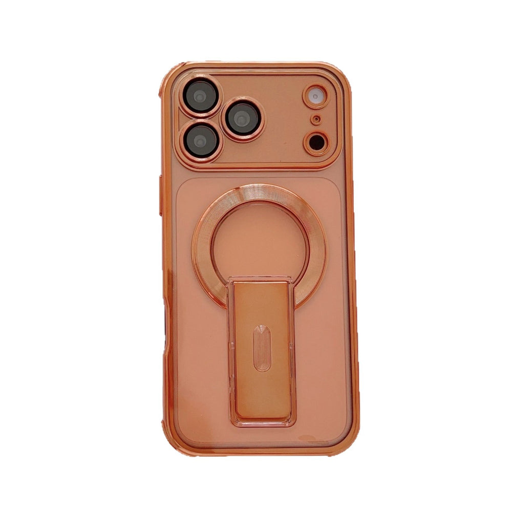 New electroplated invisible magnetic corner stand case for iphone 17 pro max, compatible with iphone 16, drop-proof
