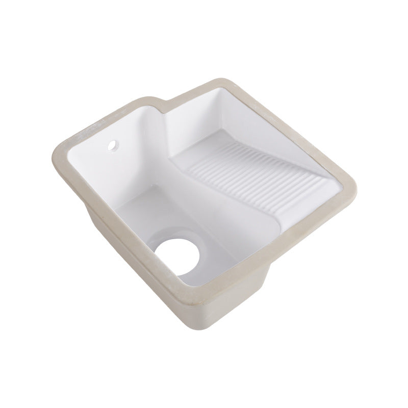 陶瓷台下盆带搓衣板洗衣盆阳台嵌入式洗衣池陶瓷一体盆一件代发