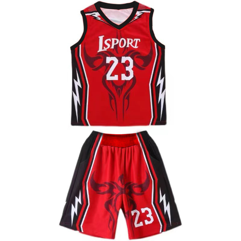 boys' summer basketball jersey set - kids' indoor student quick-dry, wear-resistant, anti-slip sleeveless sports outfit for mid-to-large children