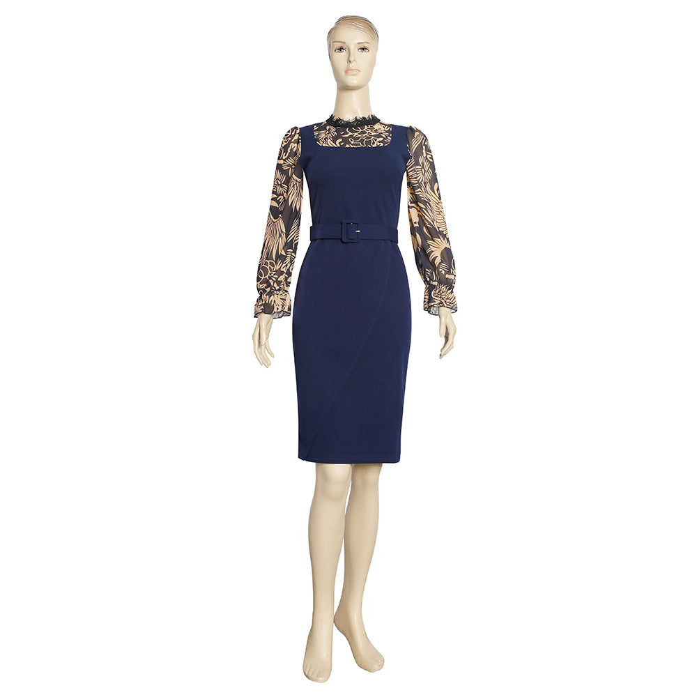 African cross-border sourcing: plus size women's printed dress -  - ol professional pencil skirt + belt