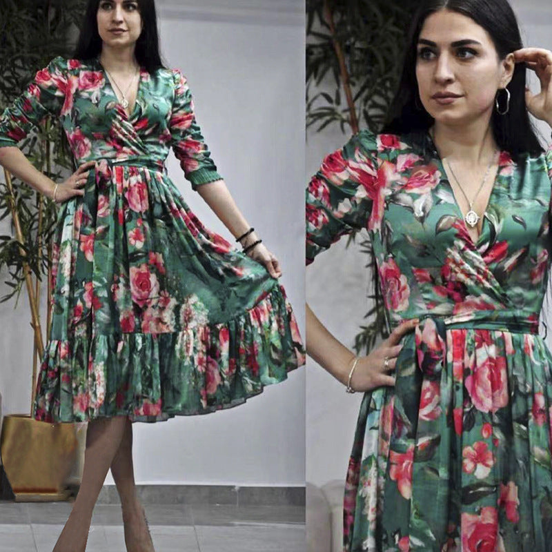 Aliexpress cross-border sourcing: african fashion plus size women's clothing -  summer collection - slimming chiffon printed dress