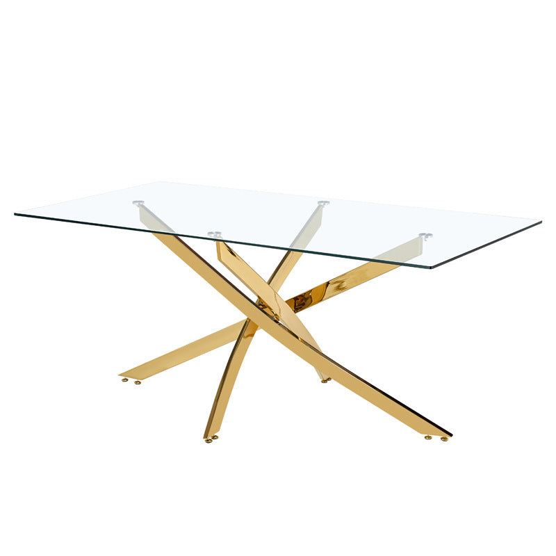 Dining tables cross-border  popular round table classy rectangular table tempered glass dining table