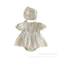 Newborn baby summer romper dress - baby girl short sleeve lace outfit - 100-day celebration dress - princess style outerwear - crawling suit - trendy