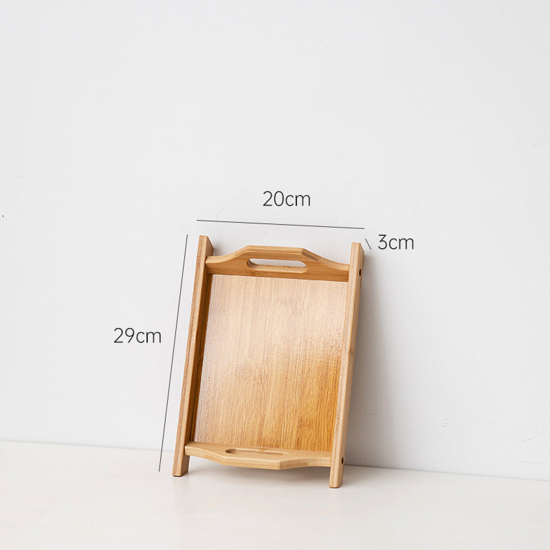 Accessible luxury retro nanzhu tea tray tray bamboo commercial rectangular tea tray pastry handle bbq serving plate