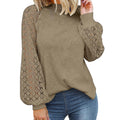 fashionexport cross-border new arrival  independent station round neck long sleeves lacepatchworkloosetops women