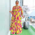 new arrival: fresh & sweet plus size dress - african women's ruffle print maxi dress