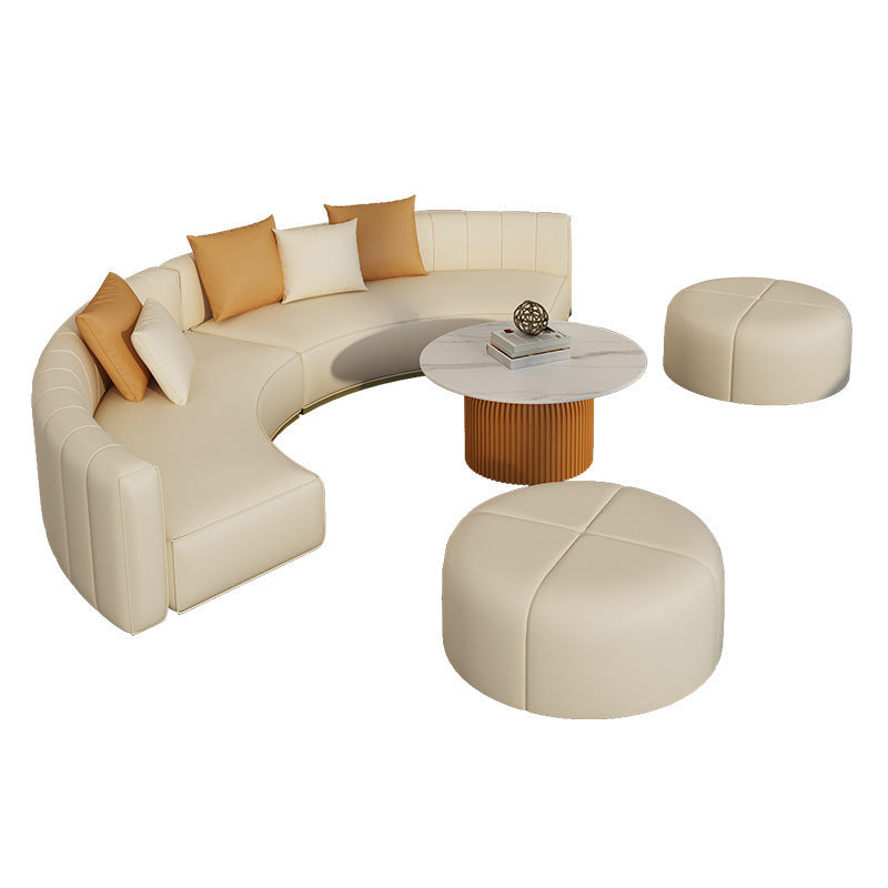 Hotel sofa bar vip room curved coffee table combination dining living room table and chairs leather art