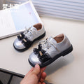 Girls' british style leather shoes, new autumn  collection, kids' lace-up princess shoes, fashionable and versatile black flats