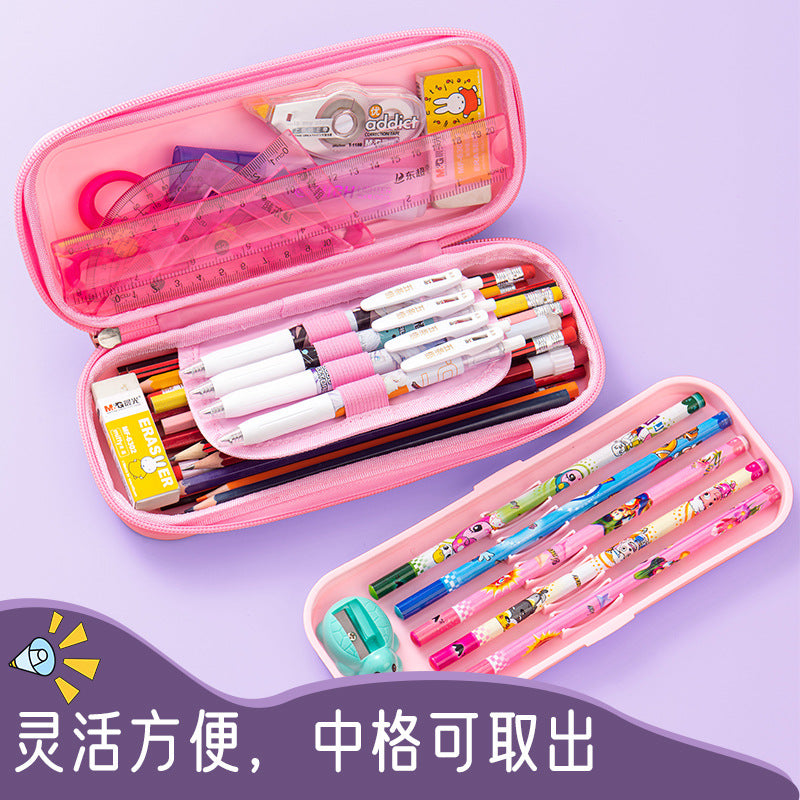 Processing custom stationery box printing logo cartoon primary school student pencil bag wholesale plastic PP waterproof large capacity pencil case