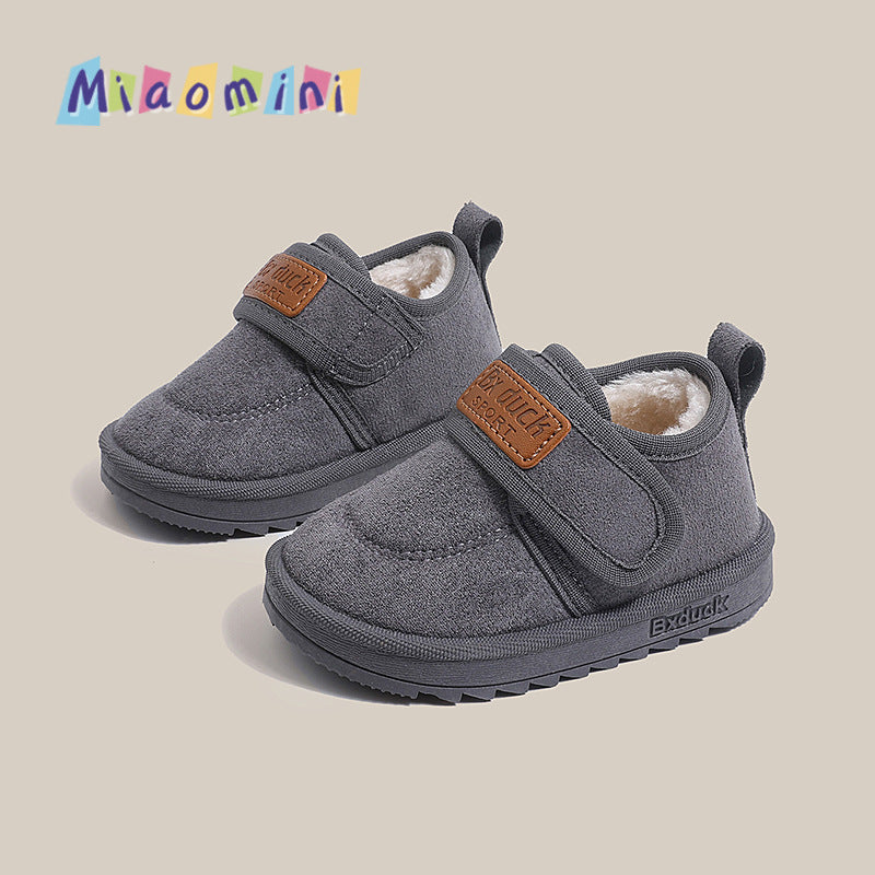winter new boys' fleece-lined warm cotton shoes, girls' soft-soled casual shoes, kids' large cotton shoes, ages 1-6