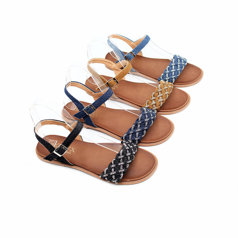 Cape Verde wholesale sandals stall spot wholesale women's shoes fashion woven rhinestone sandals
