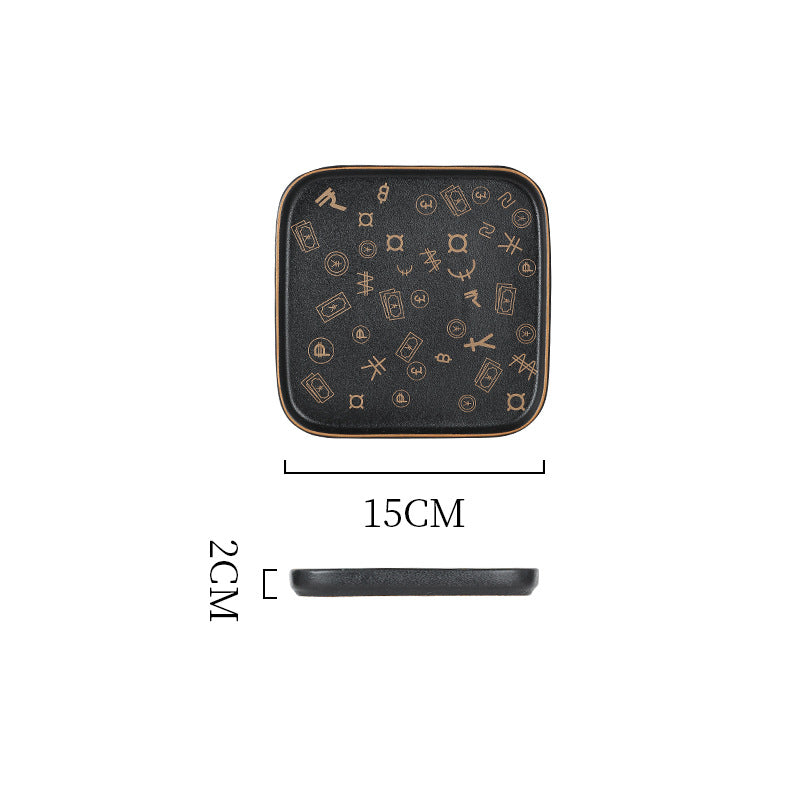 Creative black matte steak plate western dinner plate home nordic high-end dinner plate flat plate with rim restaurant hotel