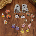 Halloween oil drop earrings wholesale european and american cross-border jewelry little monster diamond-encrusted pumpkin earrings witch mask earrings
