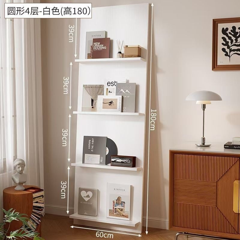 Magazine rack floor-standing storage rack wall-mounted book rack newspaper rack environmental-friendly multi-layer bookshelf medieval style reading bookshelf wood