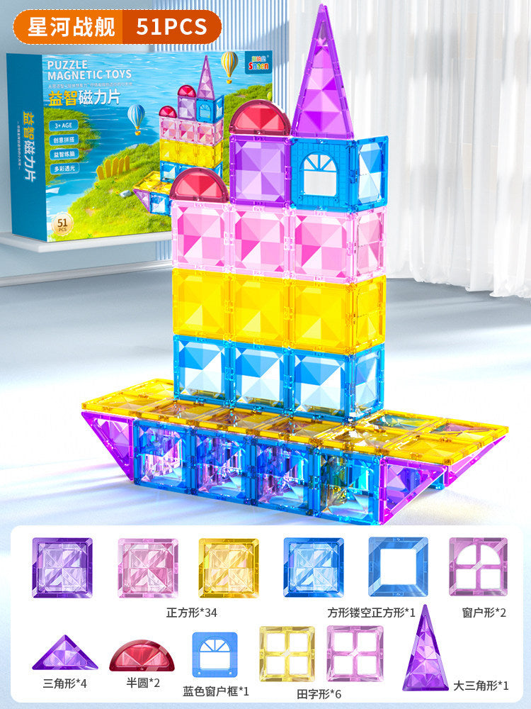 Magnetic window pane building blocks - magnetic puzzle toy for ages 2-3 - educational gift for boys and girls - perfect birthday present