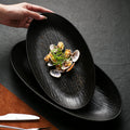 Nordic creative textured large ceramic fish plate - artistic, high-value matte finish oval ceramic serving dish